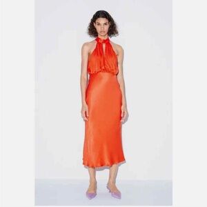 ZARA Orange Halter Dress